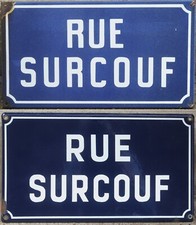Old French enamel street sign plaque plate road Robert rue Surcouf aubmarine