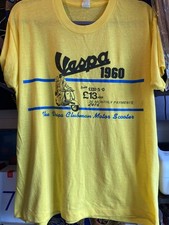 RETRO VESPA Clubman Motor Scooter Yellow Tee Shirt, XL 1990s Vintage, pre-owned