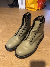 Dr Martens Size 10 UK Airwair Khaki Leather Made In England Boots