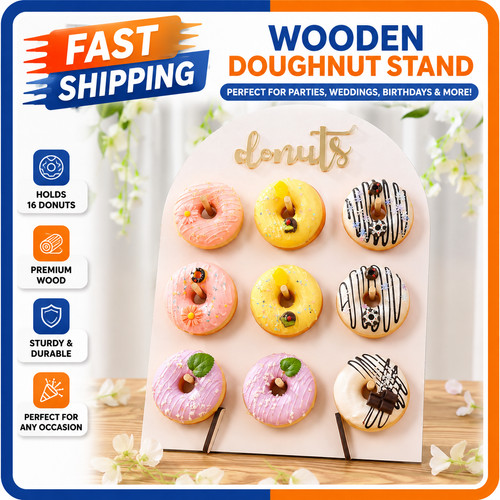 Wooden doughnut stand party - wooden,
