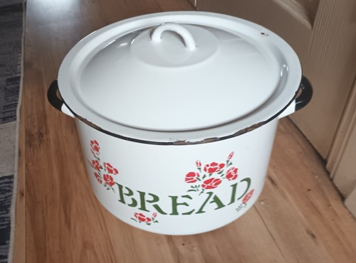 Vintage enamel bread bin