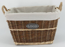 Rectangle Wicker Log Basket with Removeable Liner - Brown