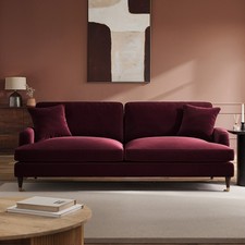 Burgundy Velvet 4 Seater Sofa