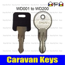 2 x Caravan Keys cut to code WD001 - WD200 Avondale, Bailey, Swift, Eldis, Ace