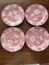 Burleigh Victorian Chintz Pink 4 Luncheon Plates 8 1/2" England