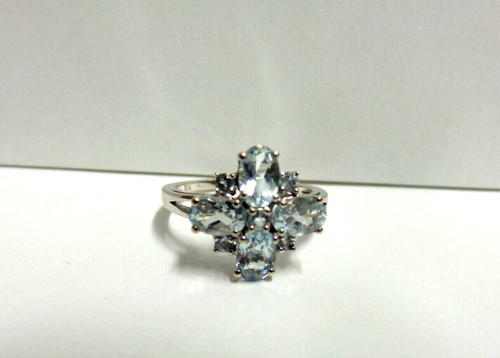 10kt white gold - , aquamarine