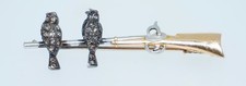 Victorian 14K & Sterling Rose Cut Diamond & Ruby Riffle Bird Brooch