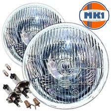 7" DOMED CLASSIC CAR SEALED BEAM HEADLAMPS HEADLIGHTS HALOGEN H4 CONVERSION LHD