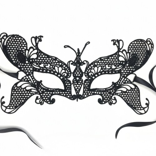 Black lace masquerade eye mask - lace,