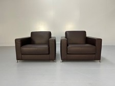 PAIR OF FLEXFORM "BOB" MOVEMENT ARMCHAIRS IN DARK BROWN LEATHER
