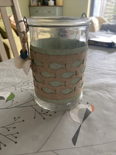 Hanging glass jar tea light