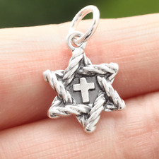 925 Sterling Silver Star Of David Cross Pendant Charm Jewish Star For Necklace