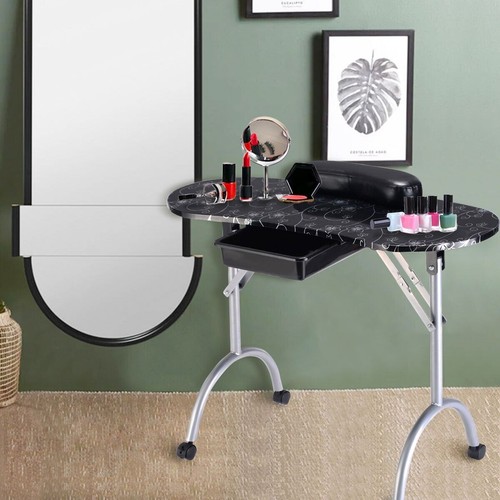 Black mobile nail station with - nail,