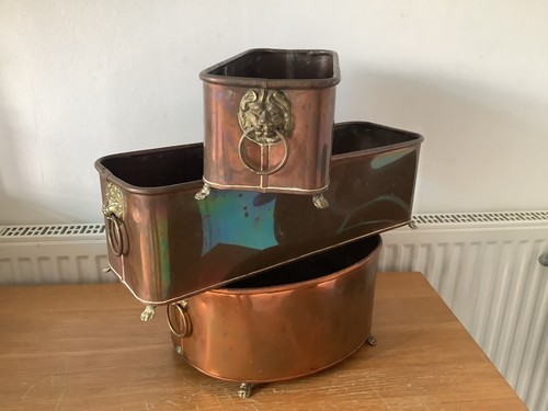 Vintage copper planters lion - copper,