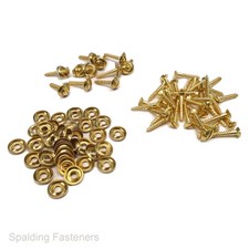 Brass Raised Slotted Screws & Finishing Cup Washers No4 No6 No8 No10 No12