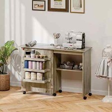 Grey Folding Sewing Table Drop