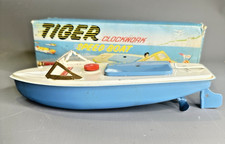 SUTCLIFFE TIGER SPEED BOAT 1969 CLOCKWORK  IN BOX Good Used Item No Key