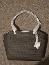 Michael Kors Jet Set Travel Large Signature Chain Shoulder Tote Bag brown