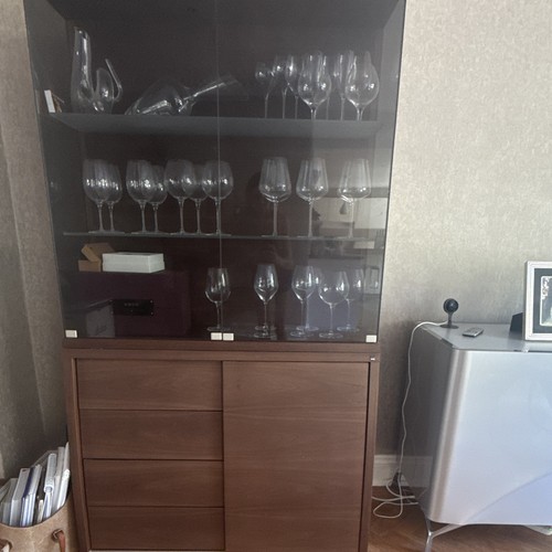 Brown wood glass display - wood, &