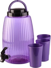 4.7L Drinks Dispenser with 3 Tumblers Lid Beverage Jar Cocktail Juice Party BBQ