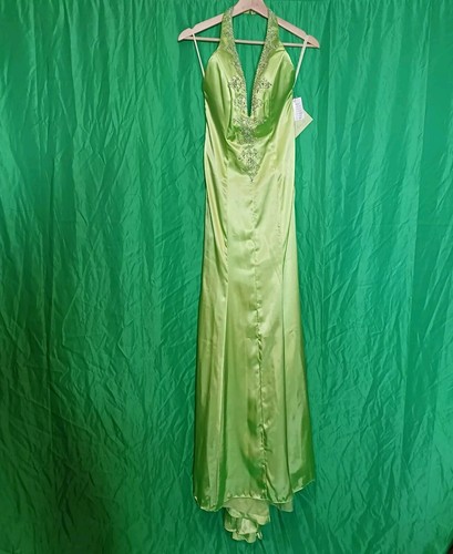 Women lime green halter - green,