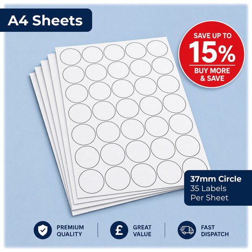 White round labels a4 - labels, on