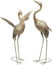 TERESA'S COLLECTIONS Large Garden Ornaments Outdoor, 2pcs Lifelike Metal Crane 