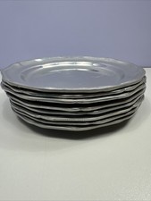 Lot of 8 Wilton Armetale Queen Anne Pewter Dinner Plates RWP 11.5” Metal RWP
