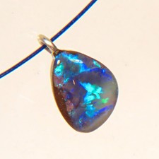 2.8c AUSSIE BOULDER OPAL TIGER TAIL STERLING SILVER NECKLACE PENDANT OCA18676
