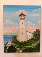 Lighthouse ORIGINAL PAINTING Hand painted acrylic canvas painting 50 x 40 cm