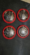 OEM Genuine Fiat 500 595 695 Abarth alloy wheel centre caps Chrome& Red Set Of 4