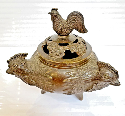 Vintage bronze chinese censer - bronze,
