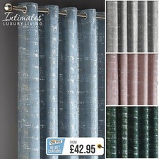 Luxury VELVET Warwick Thermal Lined Metallic Foil Lined Eyelet Pair of Curtains