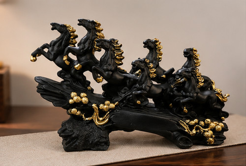 Black gold running - black, horses