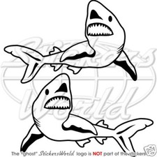 WHITE SHARK Jaws Vinyl Sticker, window Decal Graphic x2 (CHOICE OF 22 COLORS)