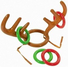 Inflatable Reindeer Antler Hat Ring Toss Game Christmas Party Xmas Kid Gift Toys