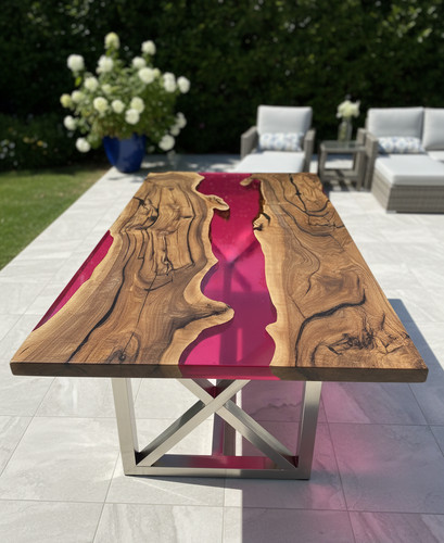 Clear pink resin garden - pink,