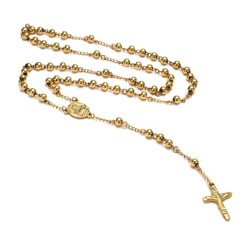 With holy mary pendant rosary - with,