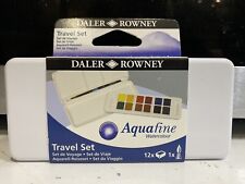 Daler Rowney Aquafine Watercolour Paint 12 X Half Pan Travel Box Set