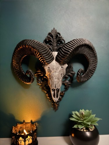 Ram skull wall - skull, hand