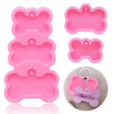Silicone 1/3pcs Bone Pendant Resin Casting Mold Dog Tag Keychain Epoxy Mould DIY