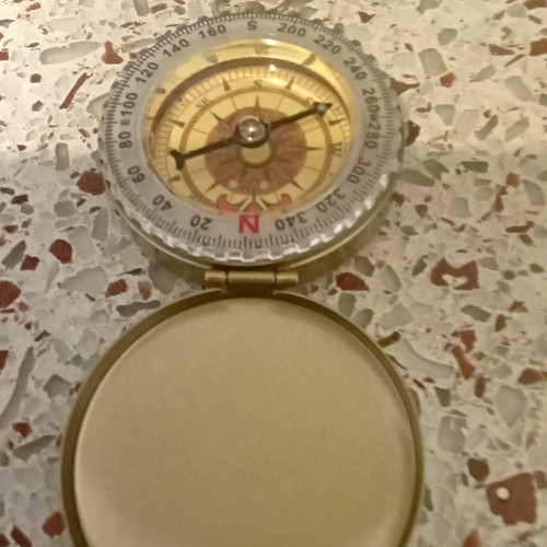 Vintage brass pocket compass - vintage,