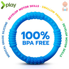 Teething Baby Pacifier Ring BLUE Dummy Safe Silicone Toy 50 Pack Wholesale Toy