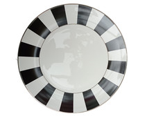 28cm Set of Black and White Stripy Dinner Plates