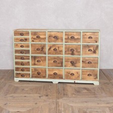 VINTAGE HABERDASHERY PINE CABINET LIGHT GREEN WOODEN MULTI-DRAWERED UNIT