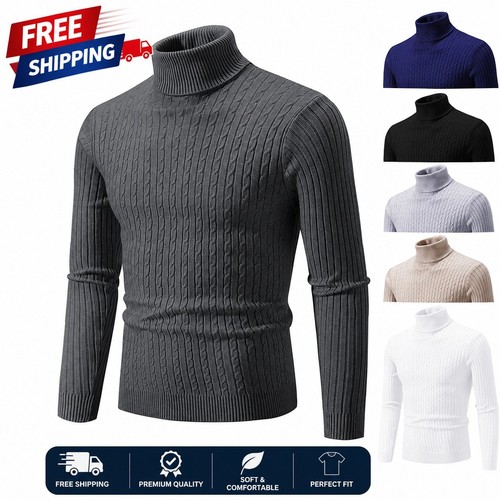 Mens cable knitted roll - mens, neck