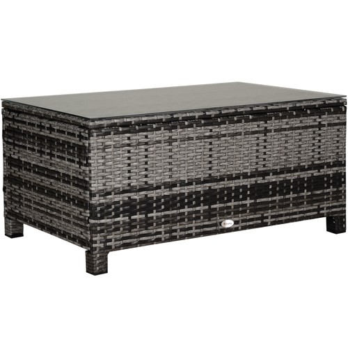 Rattan coffee table with glass - table,