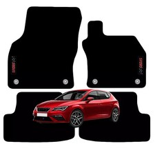 for Seat Leon 2013+ Onwards Tailored Carpet Car Floor Mats with logo 4 Clips
