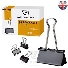 VDL Black Bulldog Foldback Clips Metal Paper Binder Grip - 15 19 25 32 41 51mm