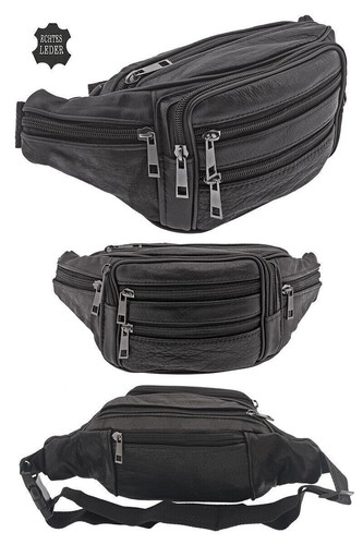 Leather bum bag black belt - bum,